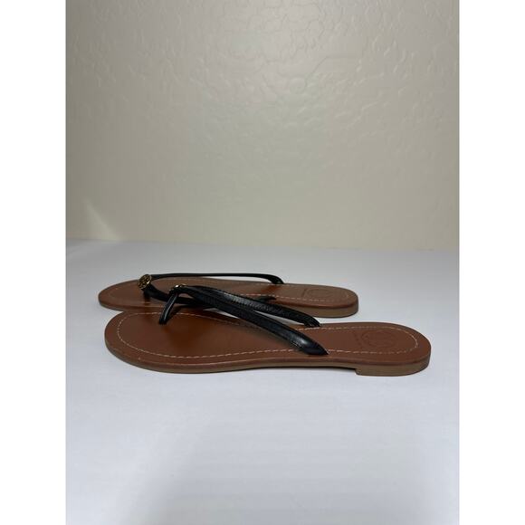 Tory Burch Terra Thong Flip-Flop Sandals Patent Leather Black Brown Size 7.5 - Picture 7 of 9
